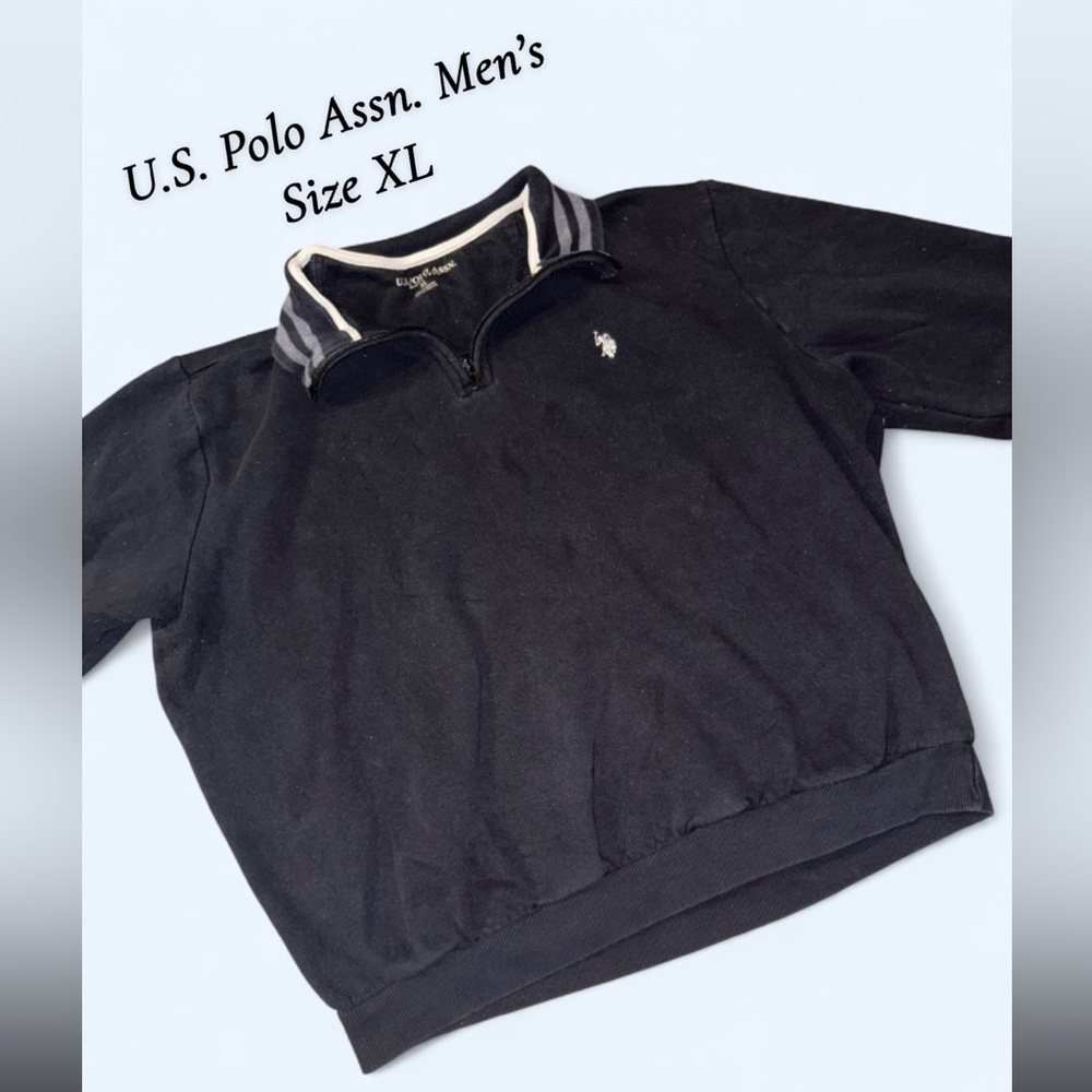 U.S. Polo Assn. Men’s Quarter Zip Pullover – Size XL – Black